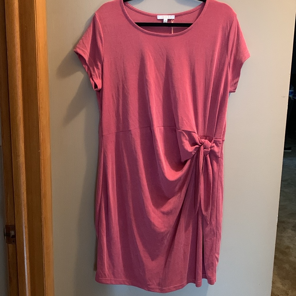 NWT Skies Are Blue Side twisted ribbed knit dress XL red (233)